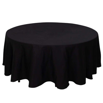 100% Cotton 108" Round Tablecloth Black Linen - Soft & Breathable Table Cover