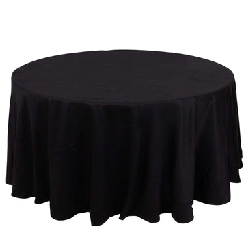 100% Cotton 120" Round Tablecloth Black Linen - Seamless, Soft & Breathable Table Cover