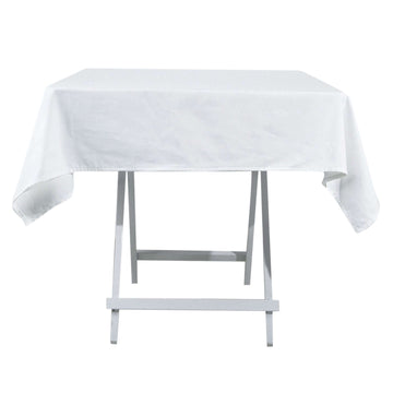 100% Cotton 54"x54" Square Tablecloth White Linen - Sophisticated, Soft & Breathable Fabric Table Cover