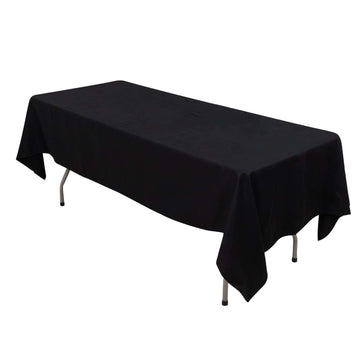 100% Cotton 60"x102" Rectangle Tablecloth Black Linen - Soft & Breathable Table Cover