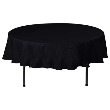 100% Cotton 70" Round Tablecloth Black Linen - Sophisticated, Soft & Breathable Table Cover