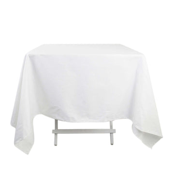 100% Cotton 70"x70" Square Tablecloth White Linen - Sophisticated, Soft & Breathable Fabric Table Cover