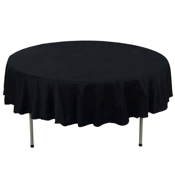 100% Cotton 90" Round Tablecloth Black Linen - Soft & Breathable Table Cover