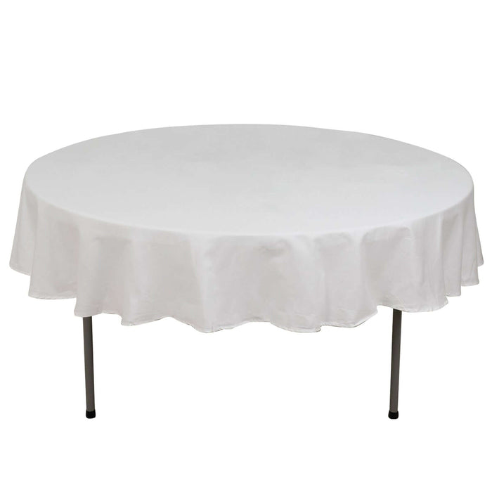 90" White Round 100% Cotton Linen Tablecloth Washable