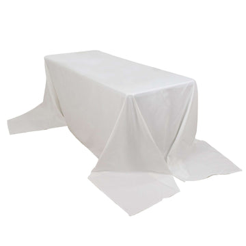 100% Cotton 90"x156" Rectangle Tablecloth White Linen - Seamless, Soft & Breathable Table Cover