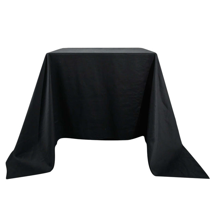 90" Black Square 100% Cotton Linen Tablecloth Washable