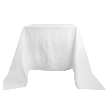 100% Cotton 90"x90" Square Tablecloth White Linen - Sophisticated, Soft & Breathable Fabric Table Cover