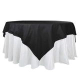 90" Black Square 100% Cotton Linen Table Overlay Washable