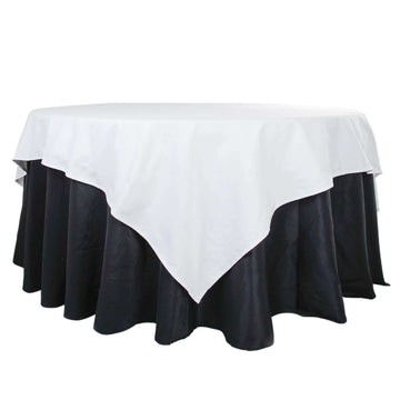 100% Cotton 90"x90" Table Overlay Square Tablecloth White Linen - Sophisticated, Soft & Breathable Fabric Table Cover