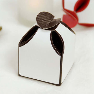 100 Pack 2" Two-Tone Chocolate Petal Top Party Favor Candy Gift Box - Clearance SALE