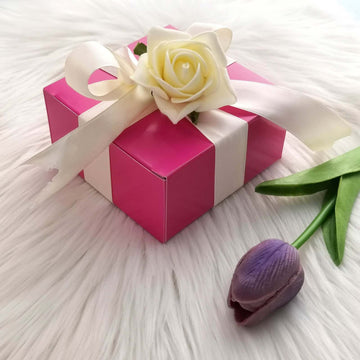 100 Pack 4"x4"x2" Fuchsia Cake Cupcake Party Favor Gift Boxes, DIY