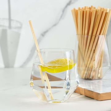 100-Pack Compostable Straws Plant Based 100% Plastic Free - Biodegradable Wheat Straws for Drinks 6"