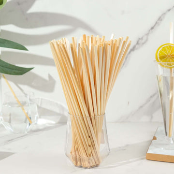 100-Pack Compostable Straws Plant Based 100% Plastic Free - Sustainable Biodegradable Wheat Straws 9"