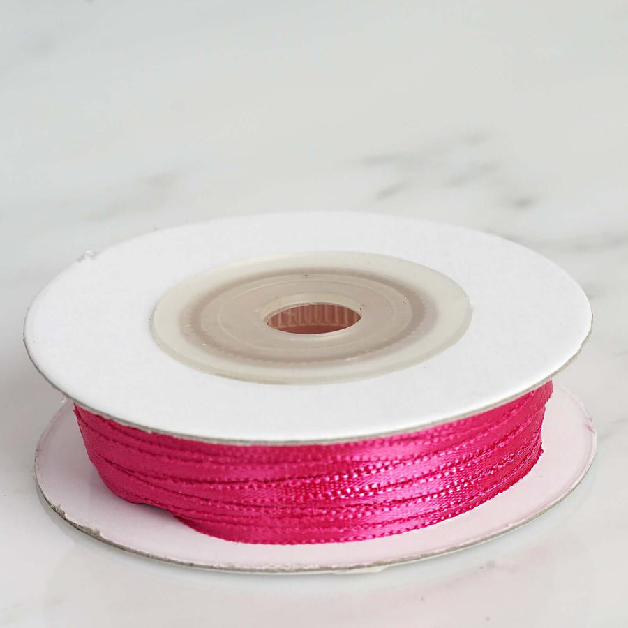 100 Yards 1/16" Fuchsia Single Face Satin Ribbon - Clearance SALE | TableclothsFactory