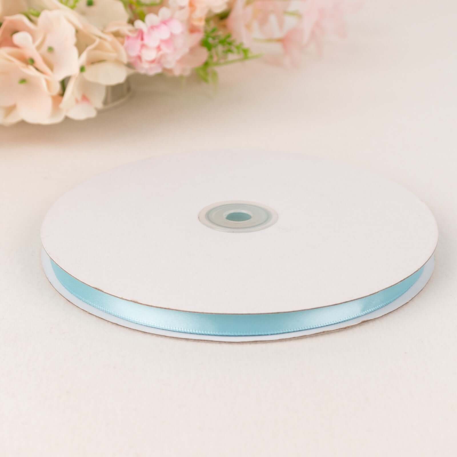 100 Yards 3/8" Baby Blue Single Face Decorative Satin Ribbon