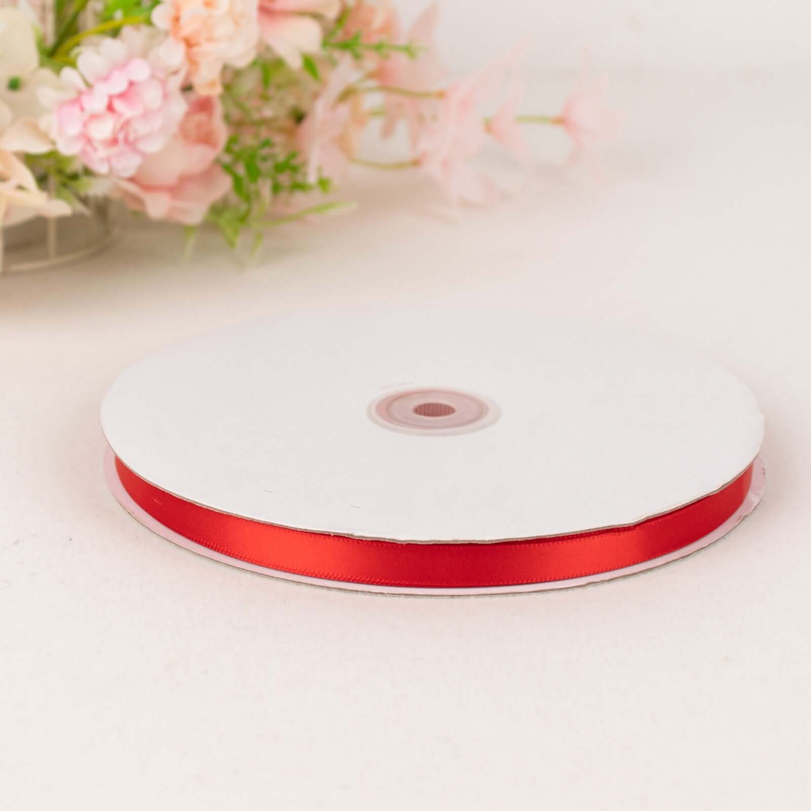 100 Yards 3/8" Red Single Face Decorative Satin Ribbon