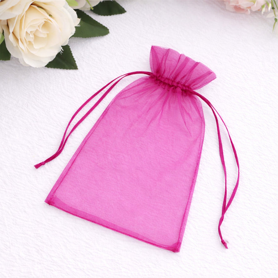 Pink organza drawstring bag for gifts and favors