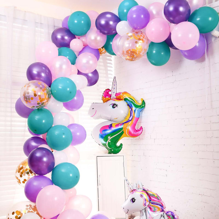 108 Pack | Turquoise, Purple and Pink Unicorn DIY Balloon Garland Arch Kit