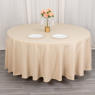 Beige Polyester Tablecloth - Add Elegance to Your Special Occasions