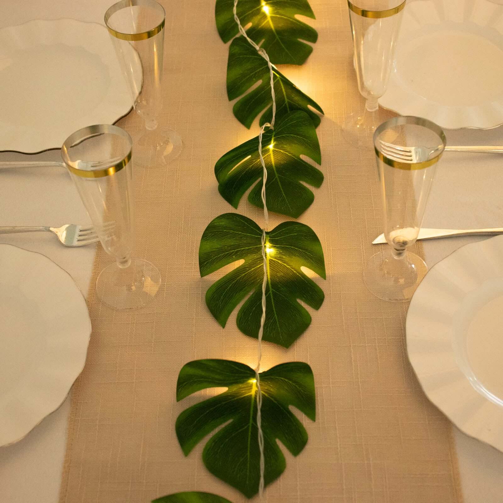 monstera led light 10Ft Warm White LED Artificial Tropical Palm Leaf Vine String Lights, Hanging Monstera Leaves Garland