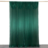 10ftx10ft Hunter Emerald Green Double Drape Pleated Satin Event Curtain Drapes, Glossy Photo