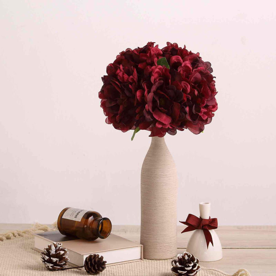 11inch Burgundy Real Touch Artificial Silk Peonies Flower Bouquet