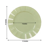 10 Pack 11inch Sage Green Disposable Dinner Plates With Gold Ruffled Rim, Round Plastic