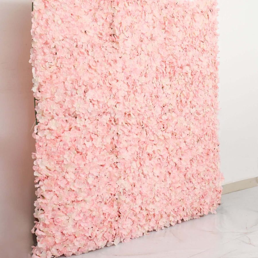 11 Sq ft. | Blush Rose Gold UV Protected Hydrangea Flower Wall Mat Backdrop