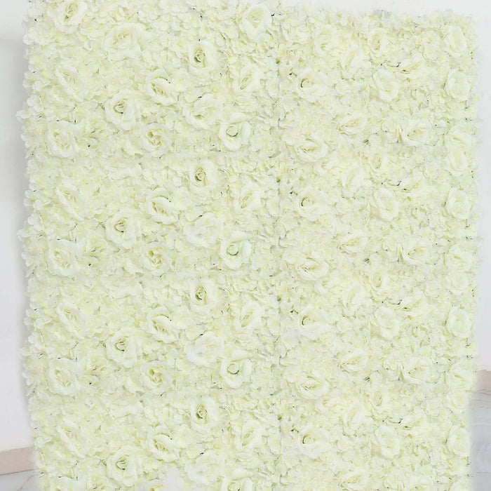 11 Sq ft. | Cream 3D Silk Rose and Hydrangea Flower Wall Mat Backdrop