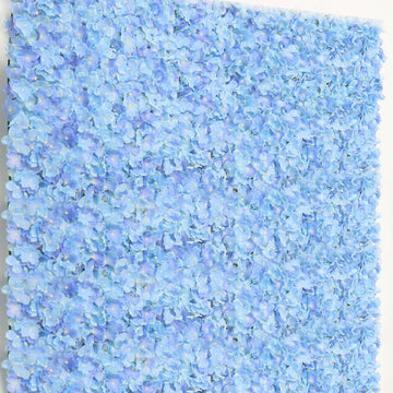 11 Sq ft. Light Blue UV Protected Hydrangea Flower Wall Mat Backdrop - 4 Artificial Panels