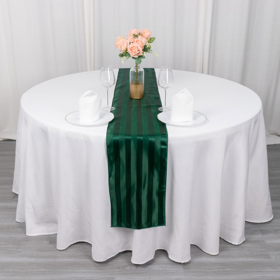 12x108inch Hunter Emerald Green Satin Stripe Table Runner, Elegant Tablecloth Runner