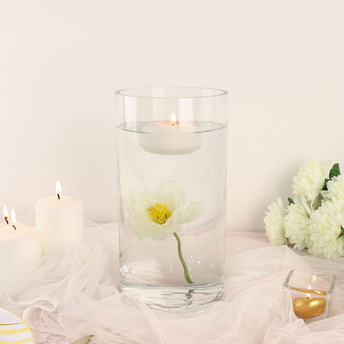 12 Pack | 10inch Round Heavy Duty Clear Cylinder Glass Vases, Tall Flower Vase