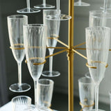 33inch Gold Metal 12-Arm Cocktail Glass Tree Stand, Champagne Flute Long Stem