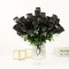 12 Bushes | Black Artificial Premium Silk Flower Rose Buds | 84 Rose Buds