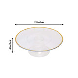 2 Pack | 12inch Clear With Gold Rim Disposable Pedestal Cake Stand