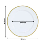 10 Pack White Economy Plastic Charger Plates With Gold Rim, 12inch Round Dinner Chargers