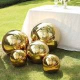 Gold Stainless Steel Shiny Mirror Gazing Ball, Reflective Hollow Garden Globe Spheres