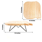 12inch Square Natural Wood Slice Cake Cupcake Stand, Cheese Board Serving Tray