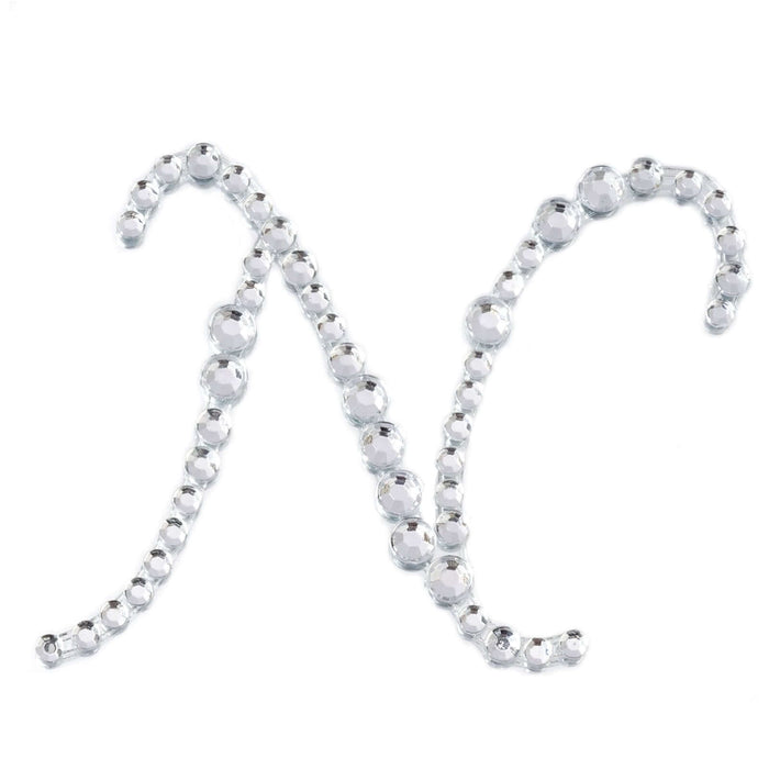 12 Pack | 1.5inch Clear Rhinestone Monogram Letter Jewel Sticker Self Adhesive DIY Diamond Decor - N