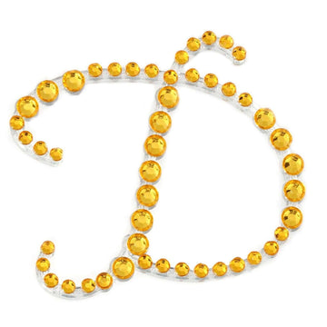12 Pack 1.5" Gold Rhinestone Monogram Letter Jewel Sticker Self Adhesive DIY Diamond Decor - D