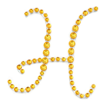 12 Pack 1.5" Gold Rhinestone Monogram Letter Jewel Sticker Self Adhesive DIY Diamond Decor - H