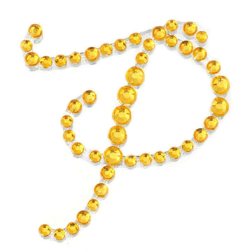 12 Pack 1.5" Gold Rhinestone Monogram Letter Jewel Sticker Self Adhesive DIY Diamond Decor - P