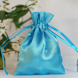 12 Pack | 3inch Turquoise Satin Drawstring Wedding Party Favor Gift Bags