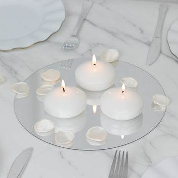 12 Pack 3" White Floating Candles, Unscented Dripless Wax Discs for Centerpieces