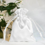 12 Pack | 3inch White Satin Drawstring Wedding Party Favor Gift Bags