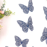 12 Pack | 3D Navy Blue Butterfly Wall Decals DIY Removable Mural Stickers Cake Decorations