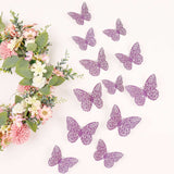 12 Pack | 3D Purple Butterfly Wall Decals DIY Removable Mural Stickers Cake Decorations