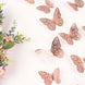 12 Pack | 3D Rose Gold Butterfly Wall Decals DIY Removable Mural Stickers Cake Decorations