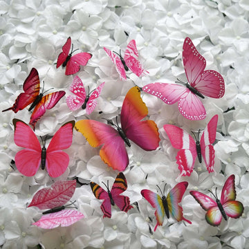 12-Pack 3D Butterfly Wall Decals, DIY Stickers Decorative Pink Collection Removable Design