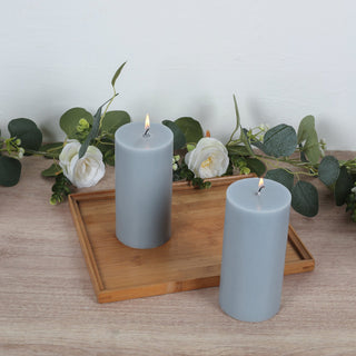 Unscented Dripless Dusty Blue Pillar Candles